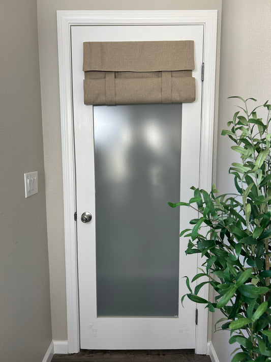 BrioLux™ Tan Woven Blackout Luxury Door Curtain 1 Panel