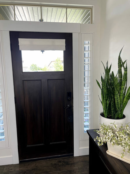 Off White Herringbone Small Front Door Window Curtain 1 panel