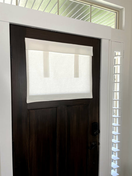Off White Herringbone Small Front Door Window Curtain 1 panel