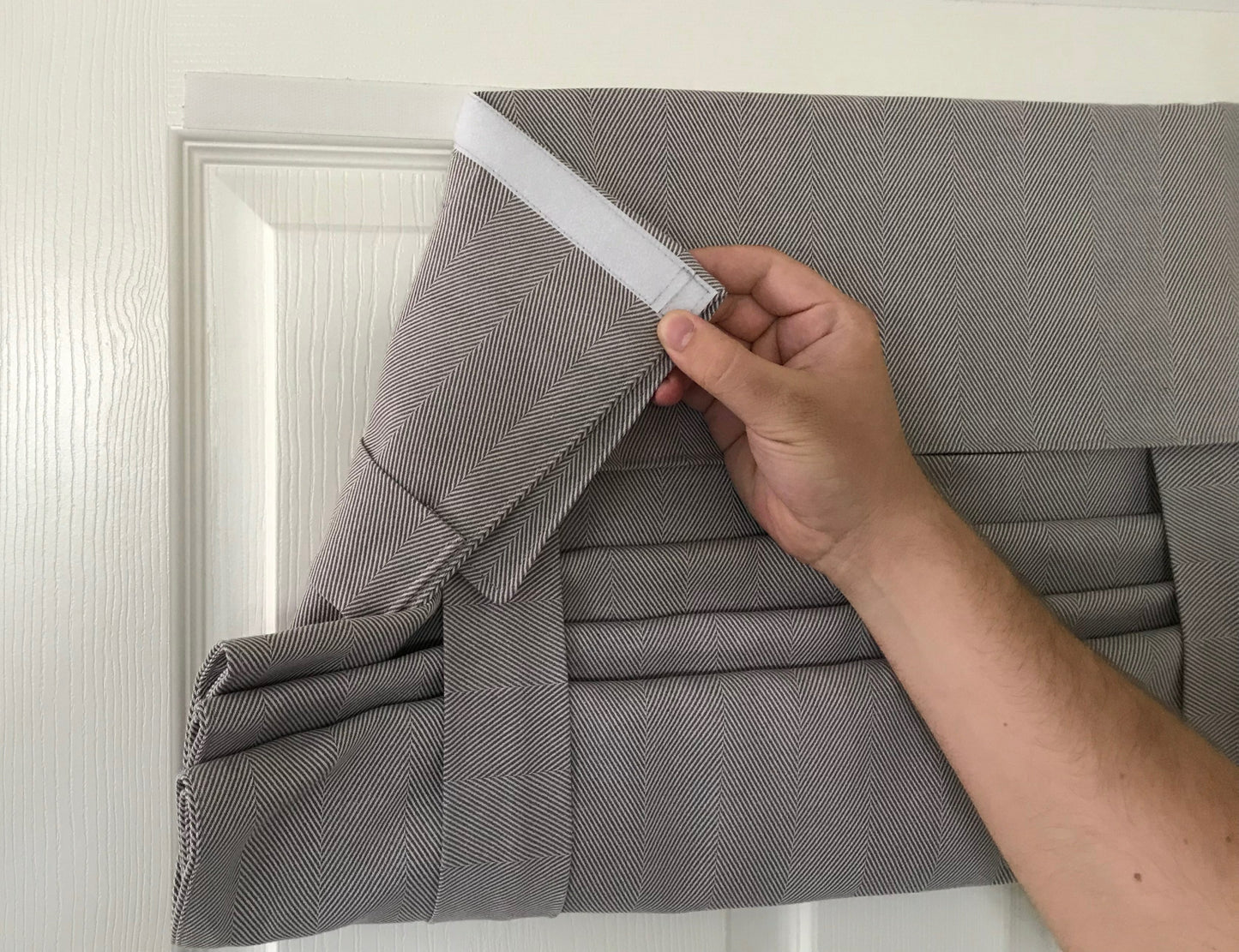 Off White Herringbone Drop Down Extra Long French Door Curtain 1 panel