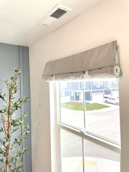 Reversible Gray and White Pom Pom Blackout Nursery Curtain 1 panel