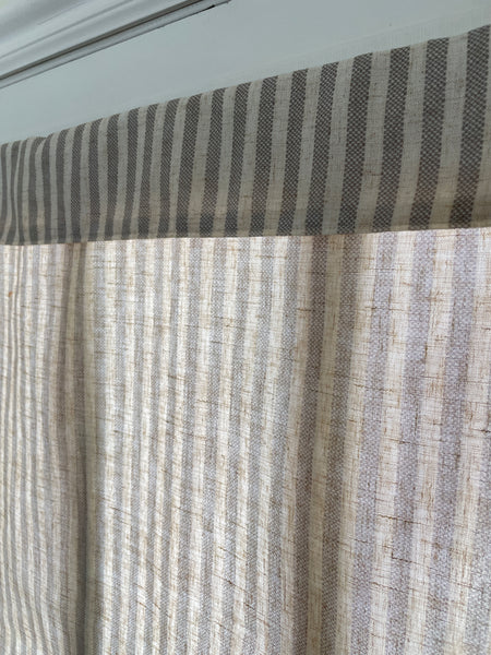 Taupe Striped Small Front Door or Sidelight Curtain - 1 panel