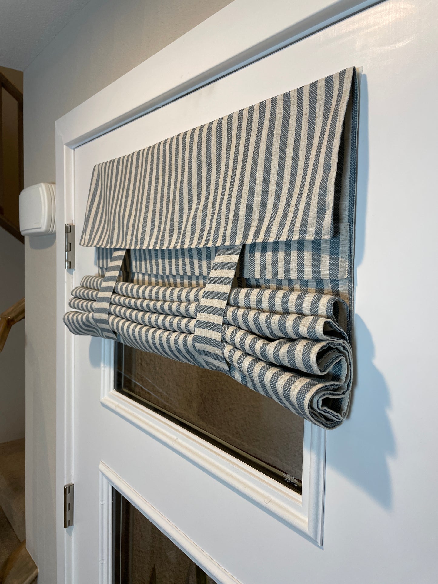 Morning Blue Striped Washable French Door Curtain - 1 Panel