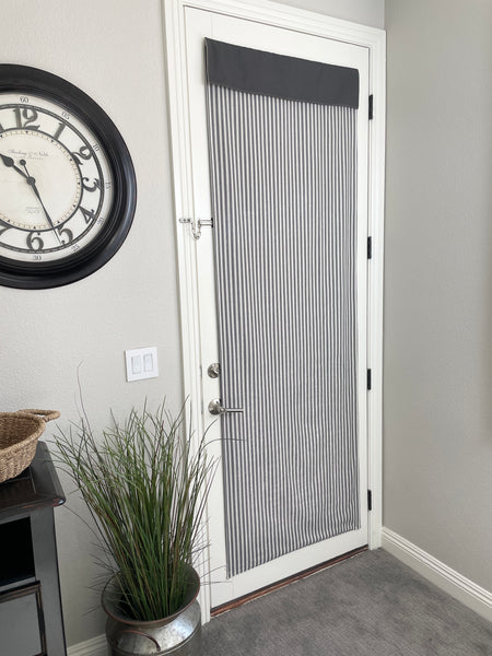 Reversible Stone Striped and Dark Gray Door Curtain 1 Panel