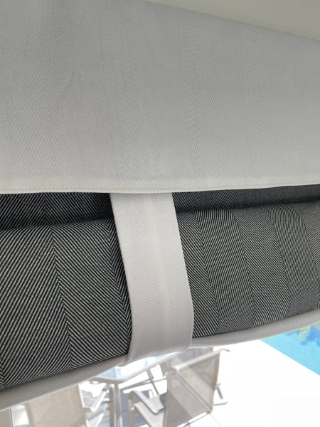Reversible Gray Green and Off White Herringbone Door Curtain 1 Panel