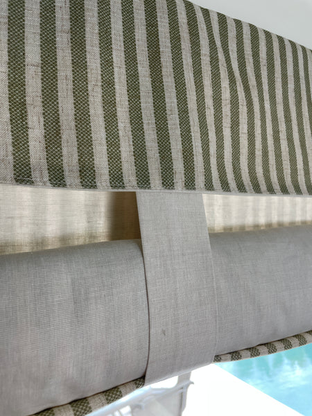 Reversible Sage Striped and Beige Door Curtain 1 Panel