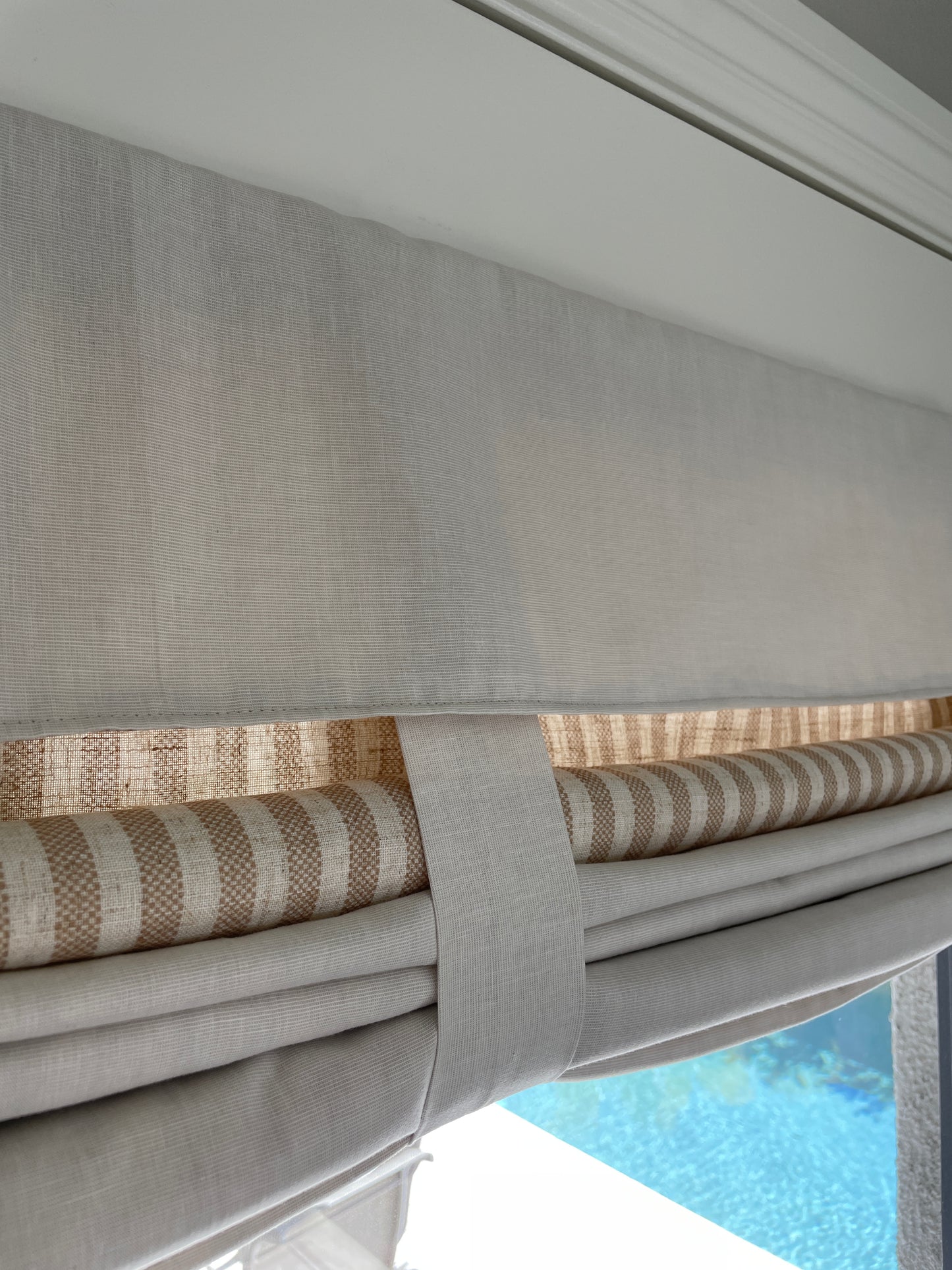 Reversible Nutmeg Striped and Beige Door Curtain 1 Panel