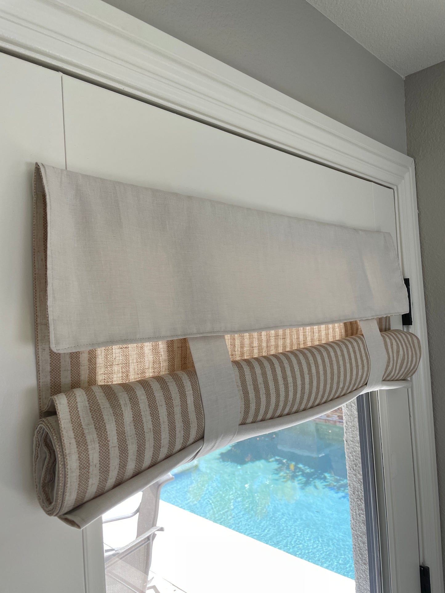 Reversible Nutmeg Striped and Beige Door Curtain 1 Panel