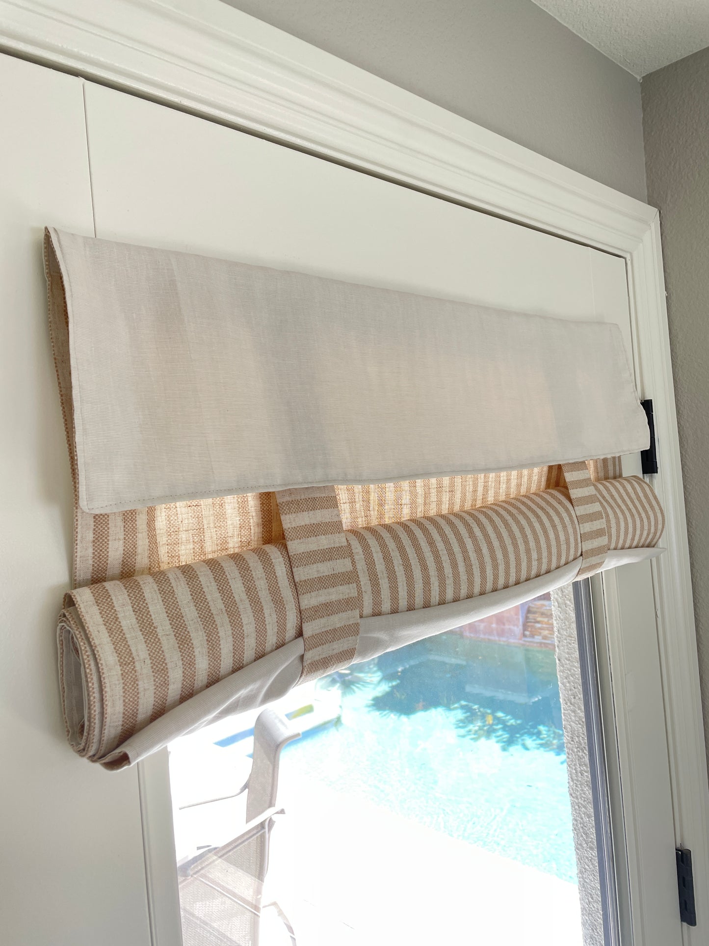 Reversible Nutmeg Striped and Beige Door Curtain 1 Panel