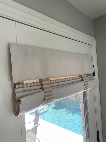 Reversible Nutmeg Striped and Beige Door Curtain 1 Panel