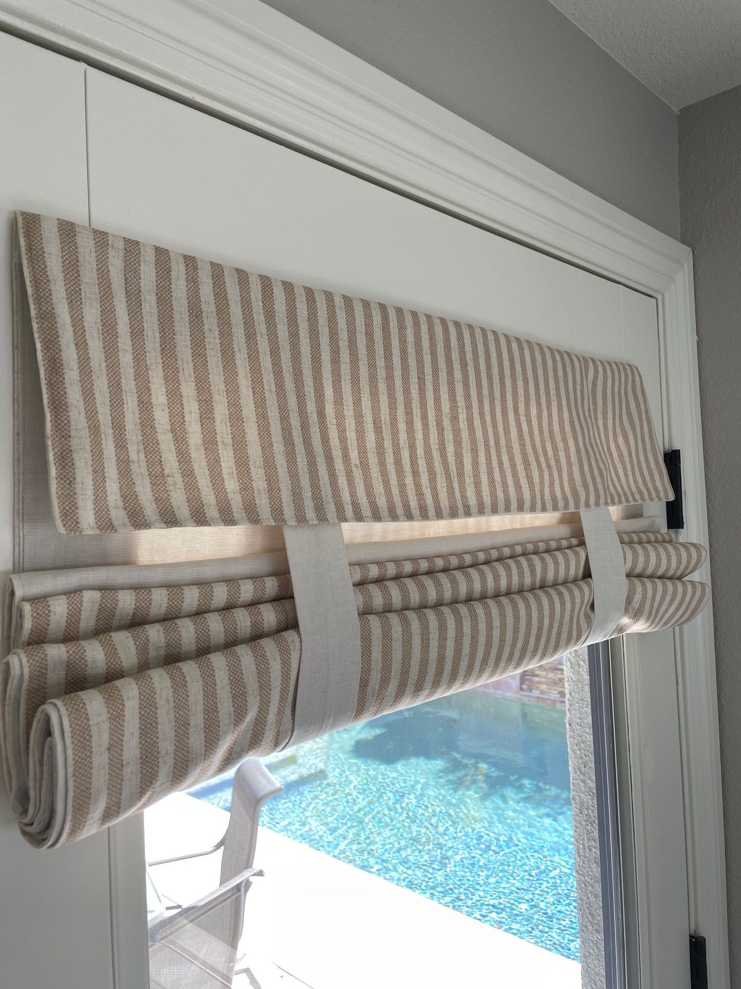 Reversible Nutmeg Striped and Beige Door Curtain 1 Panel