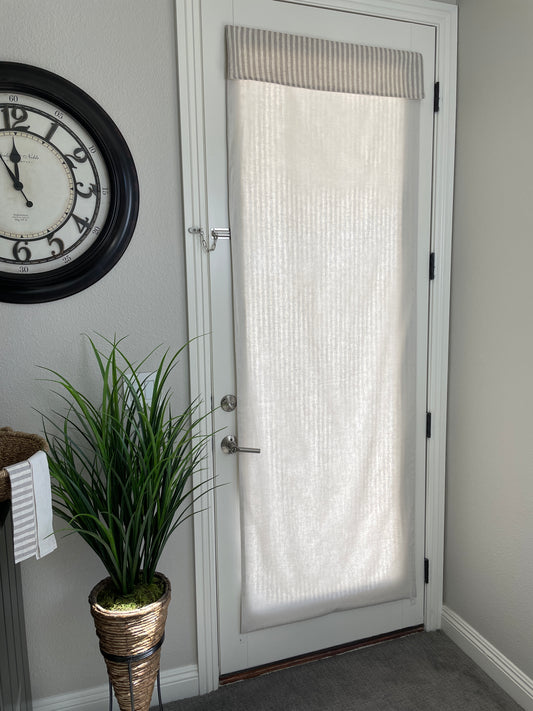 Reversible Taupe Striped and Beige Door Curtain 1 Panel