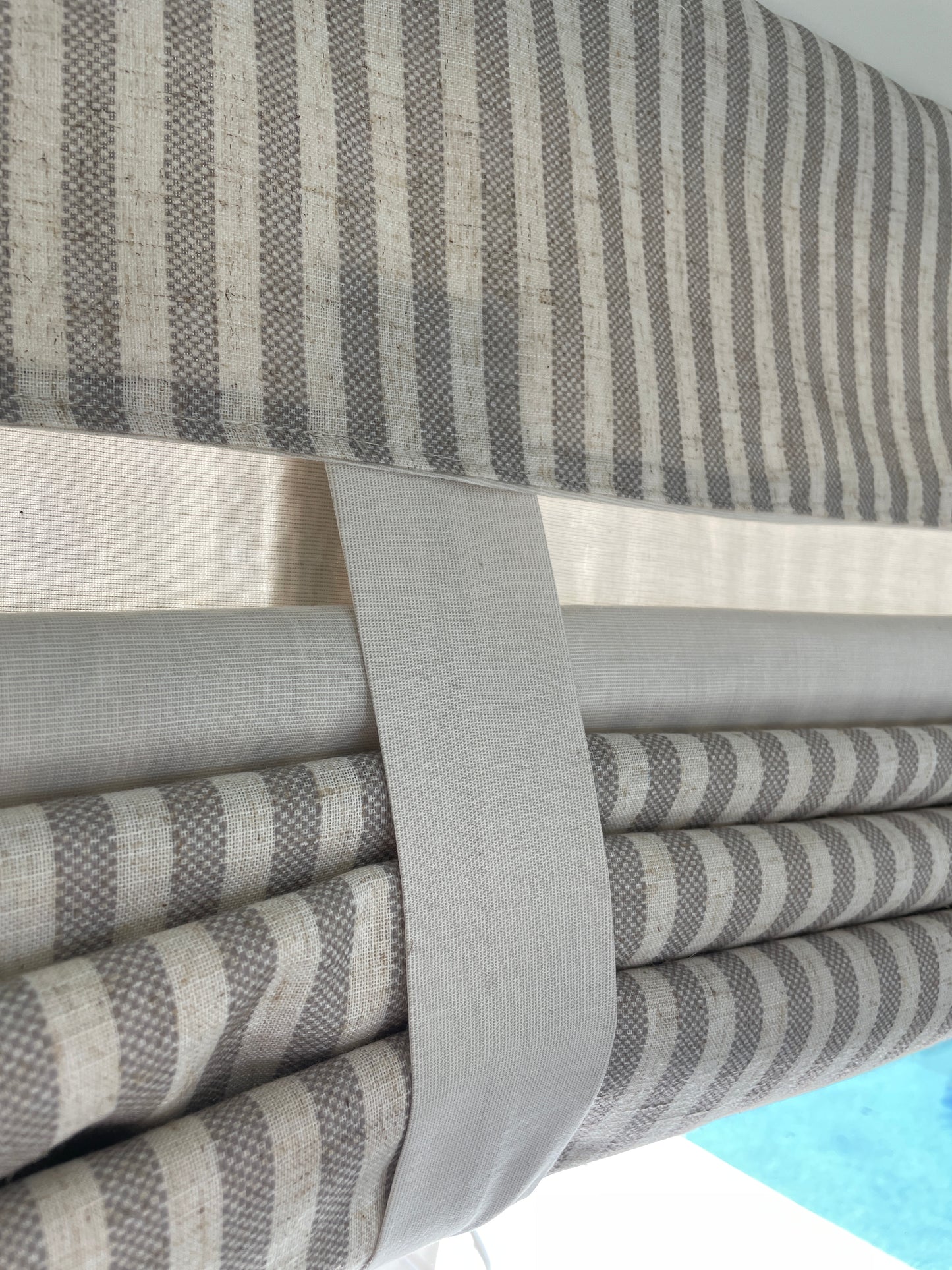 Reversible Taupe Striped and Beige Door Curtain 1 Panel