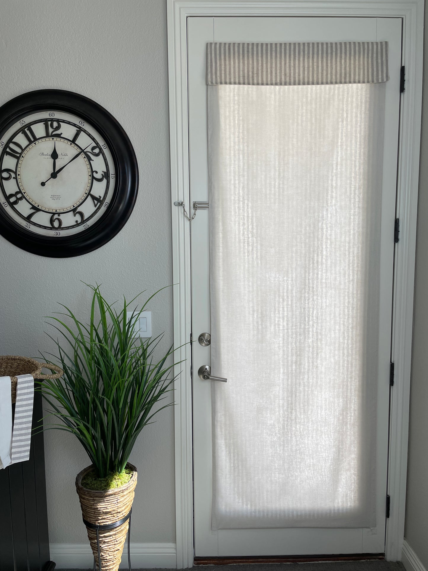 Reversible Taupe Striped and Beige Door Curtain 1 Panel