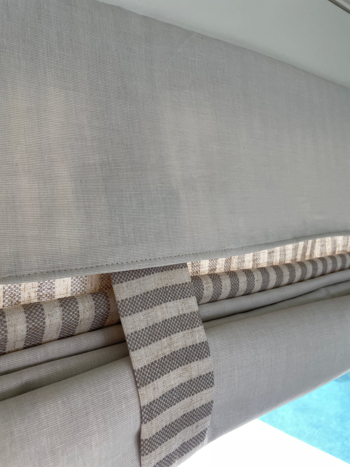 Reversible Taupe Striped and Beige Door Curtain 1 Panel