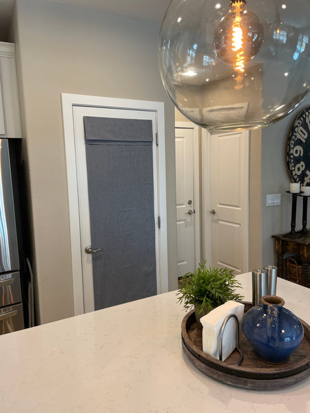 Blue Chambray Cotton Door Panel 1 panel