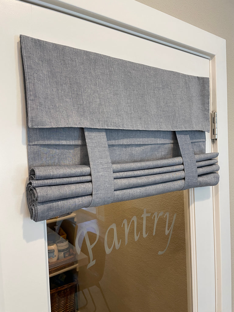 Blue Chambray Soft Cotton French Door Curtain 1 Panel