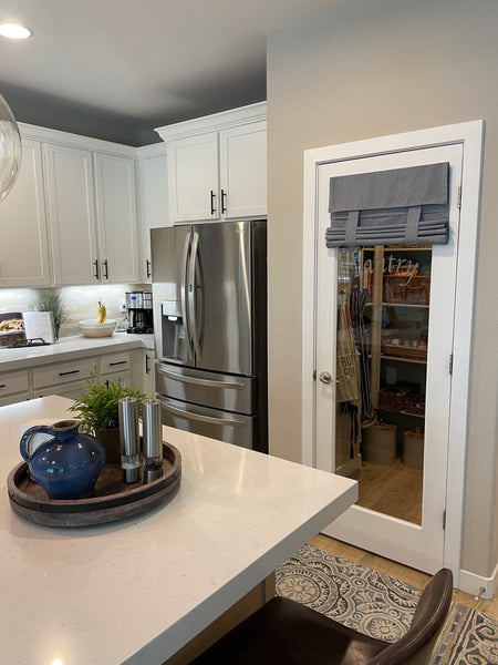 Blue Chambray Cotton Door Panel 1 panel