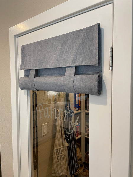 Blue Chambray Cotton Door Panel 1 panel
