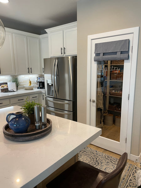 Blue Chambray Cotton Door Panel 1 panel
