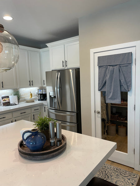 Blue Chambray Cotton Door Panel 1 panel