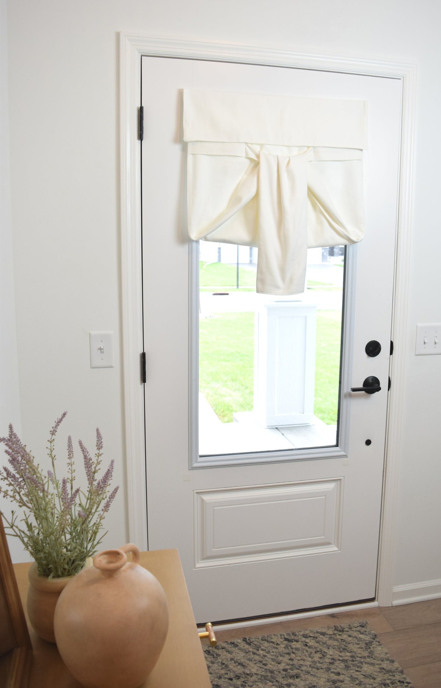 Off White Herringbone Front Door Curtain 1 panel