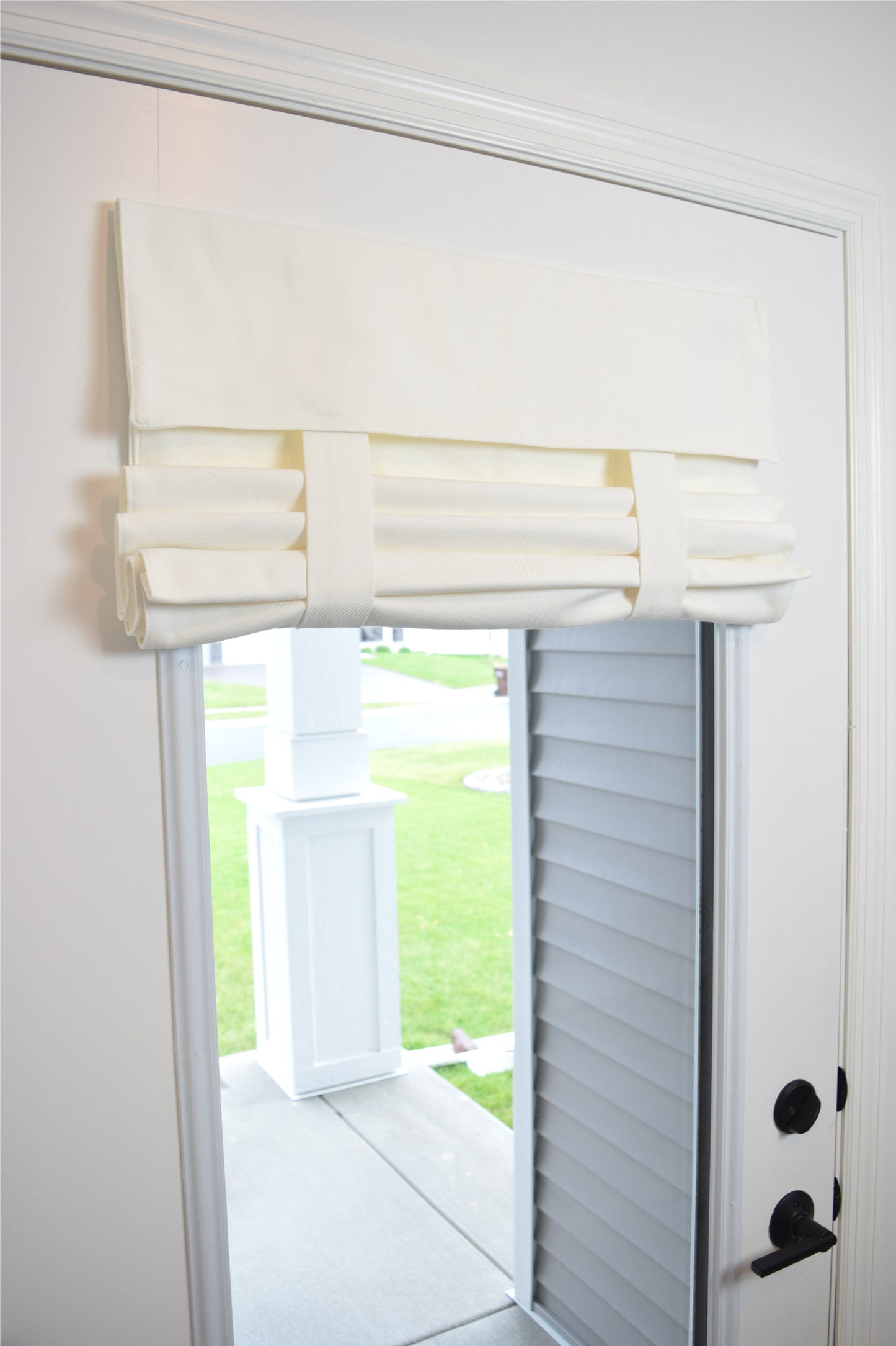 Off White Herringbone Front Door Curtain 1 panel