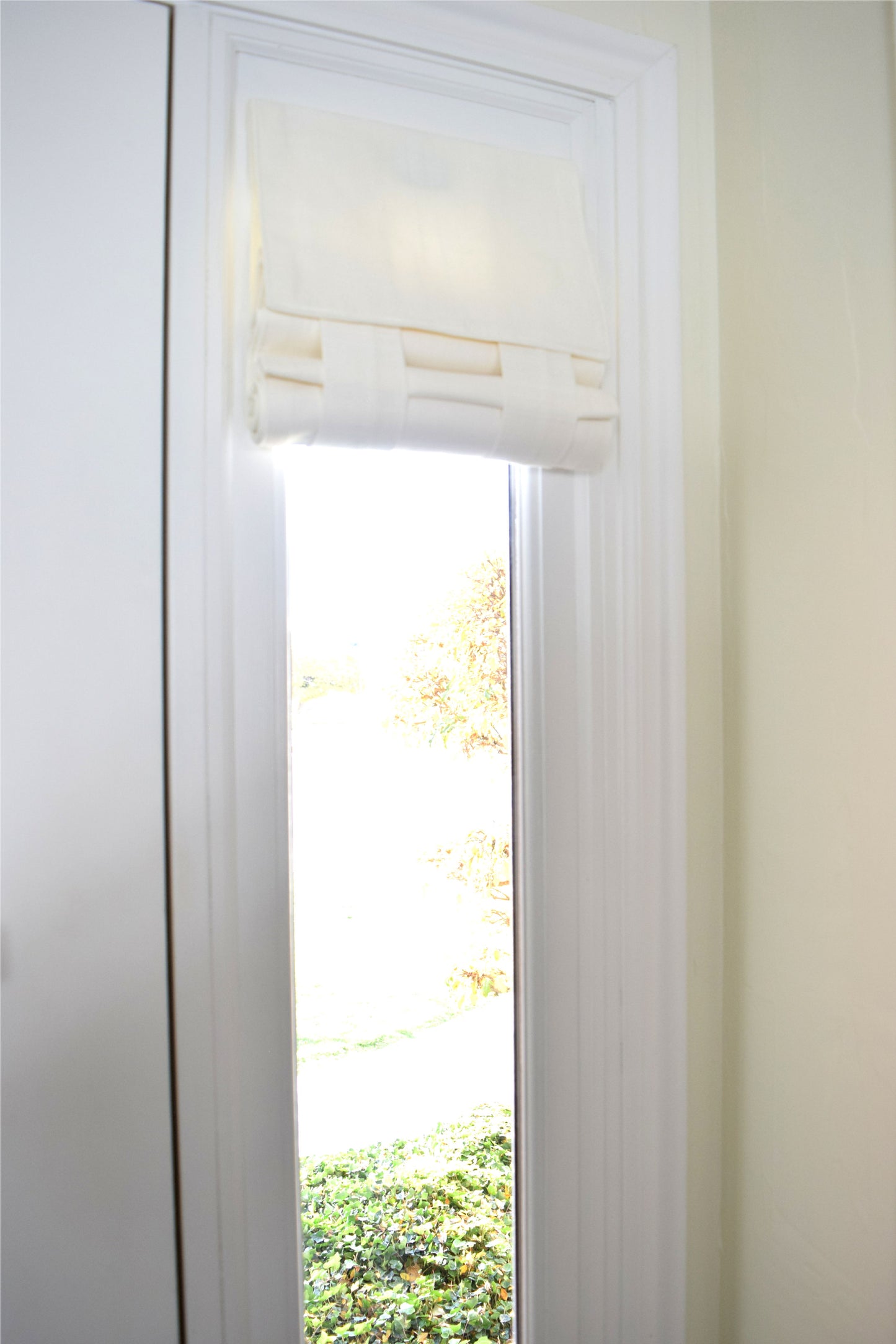 Off White Herringbone Small Front Door or Sidelight Curtains 1 panel