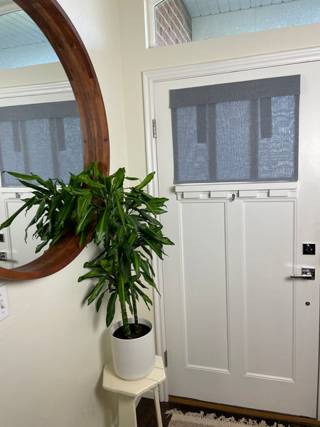 Blue Chambray Small Front Door or Sidelight Curtains - 1 panel