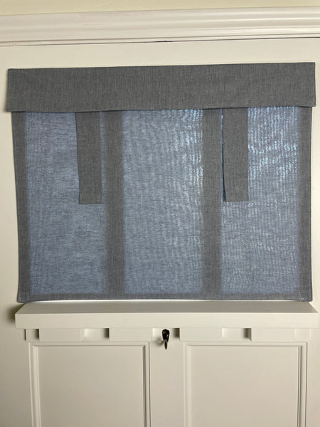 Blue Chambray Small Front Door or Sidelight Curtains - 1 panel