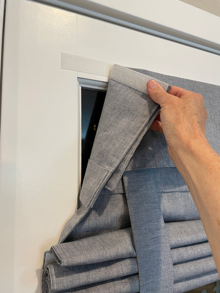 Blue Chambray Small Front Door or Sidelight Curtains - 1 panel