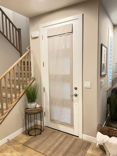 Taupe Striped French Door Curtain - 1 Panel