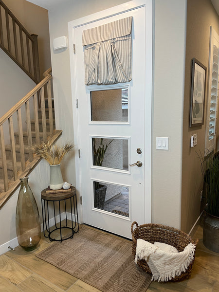 Taupe Striped French Door Curtain - 1 Panel