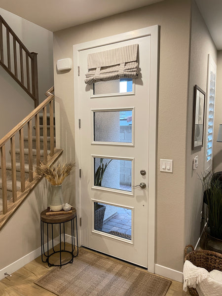 Taupe Striped French Door Curtain - 1 Panel