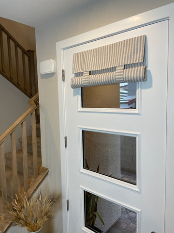 Taupe Striped French Door Curtain - 1 Panel